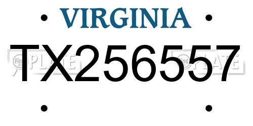 TX256557 Virginia License Plate