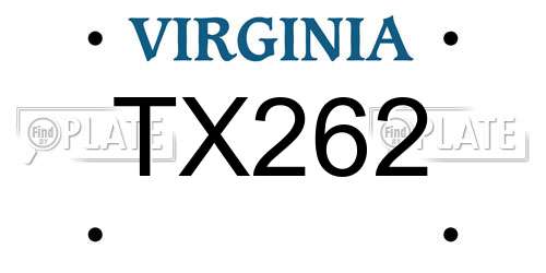 TX262 Virginia License Plate