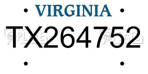 TX264752 Virginia License Plate