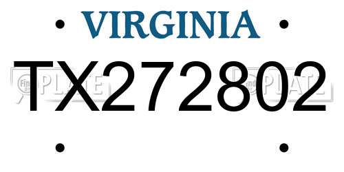 TX272802 Virginia License Plate