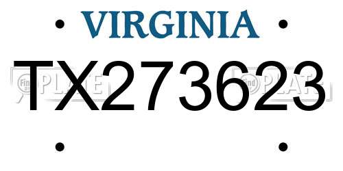 TX273623 Virginia License Plate