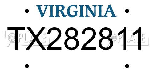 TX282811 Virginia License Plate