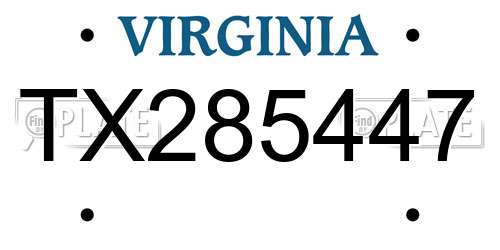 TX285447 Virginia License Plate