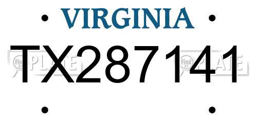 TX287141 Virginia License Plate