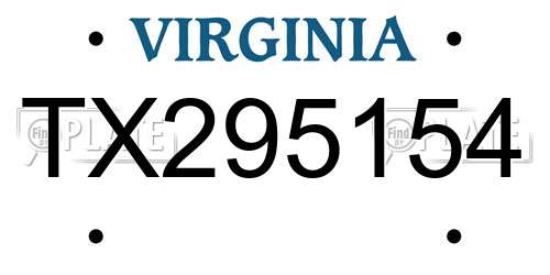 TX295154 Virginia License Plate