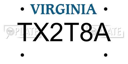 TX2T8A Virginia License Plate