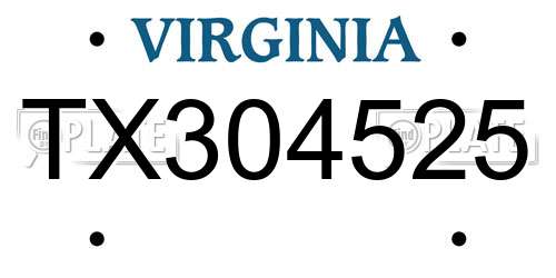 TX304525 Virginia License Plate