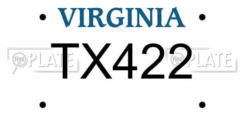 TX422 Virginia License Plate
