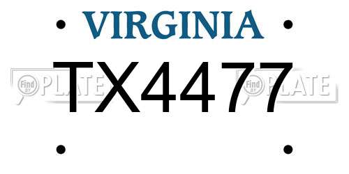 TX4477 Virginia License Plate