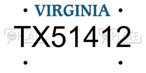 TX51412 Virginia License Plate
