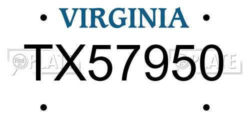 TX57950 Virginia License Plate