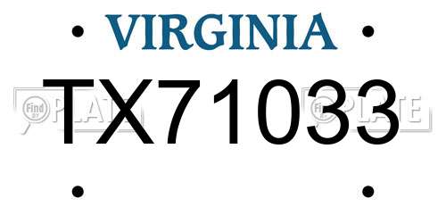 TX71033 Virginia License Plate