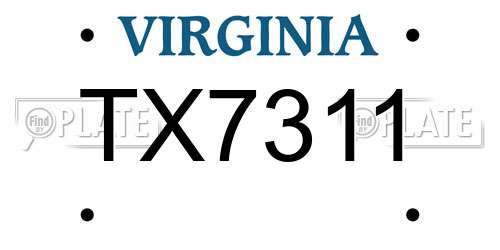 TX7311 Virginia License Plate