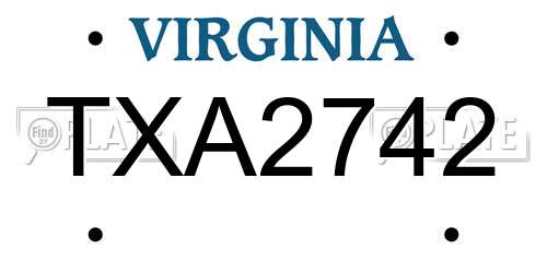 TXA2742 Virginia License Plate