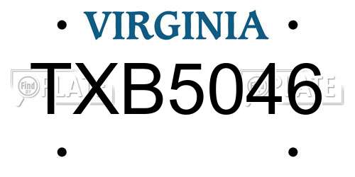 TXB5046 Virginia License Plate