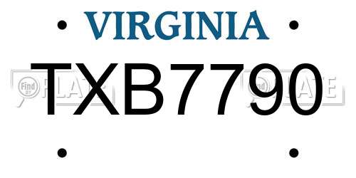 TXB7790 Virginia License Plate