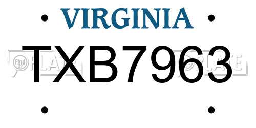 TXB7963 Virginia License Plate
