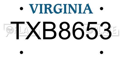 TXB8653 Virginia License Plate