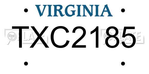 TXC2185 Virginia License Plate