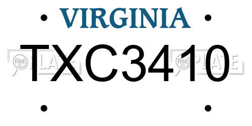 TXC3410 Virginia License Plate