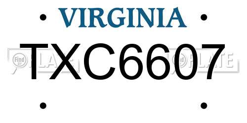 TXC6607 Virginia License Plate
