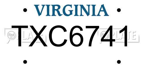 TXC6741 Virginia License Plate