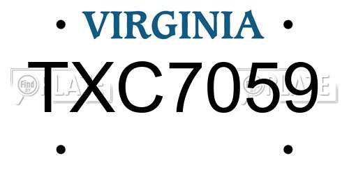TXC7059 Virginia License Plate
