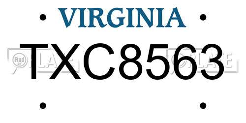 TXC8563 Virginia License Plate