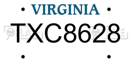 TXC8628 Virginia License Plate