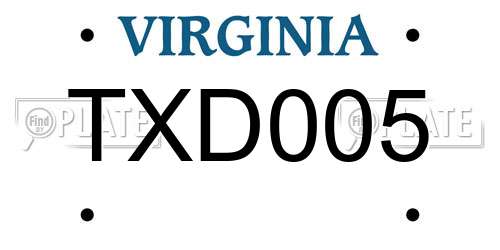 TXD005 Virginia License Plate
