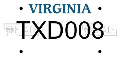TXD008 Virginia License Plate