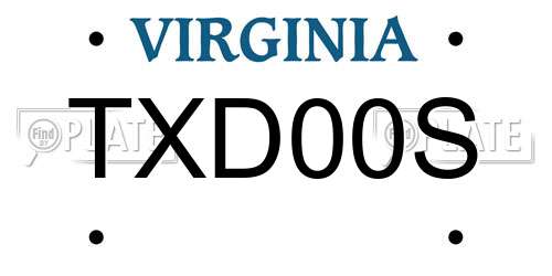 TXD00S Virginia License Plate