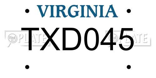 TXD045 Virginia License Plate