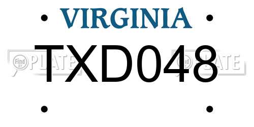 TXD048 Virginia License Plate