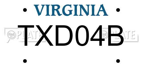 TXD04B Virginia License Plate
