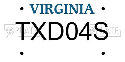 TXD04S Virginia License Plate