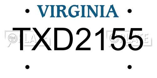 TXD2155 Virginia License Plate