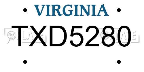 TXD5280 Virginia License Plate