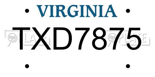 TXD7875 Virginia License Plate