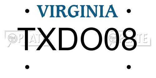 TXDO08 Virginia License Plate