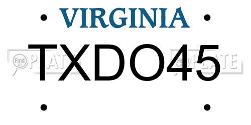 TXDO45 Virginia License Plate