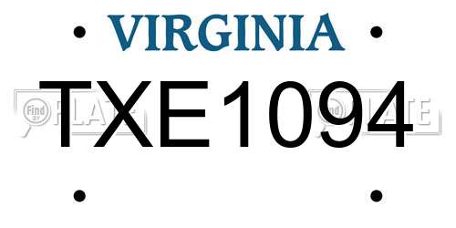 TXE1094 Virginia License Plate