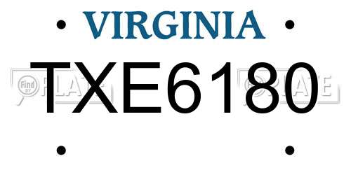 TXE6180 Virginia License Plate