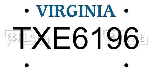 TXE6196 Virginia License Plate