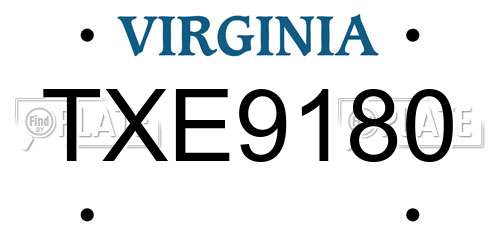 TXE9180 Virginia License Plate