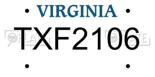 TXF2106 Virginia License Plate
