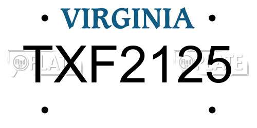 TXF2125 Virginia License Plate