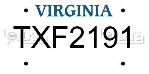 TXF2191 Virginia License Plate