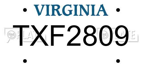 TXF2809 Virginia License Plate
