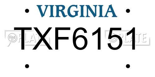 TXF6151 Virginia License Plate
